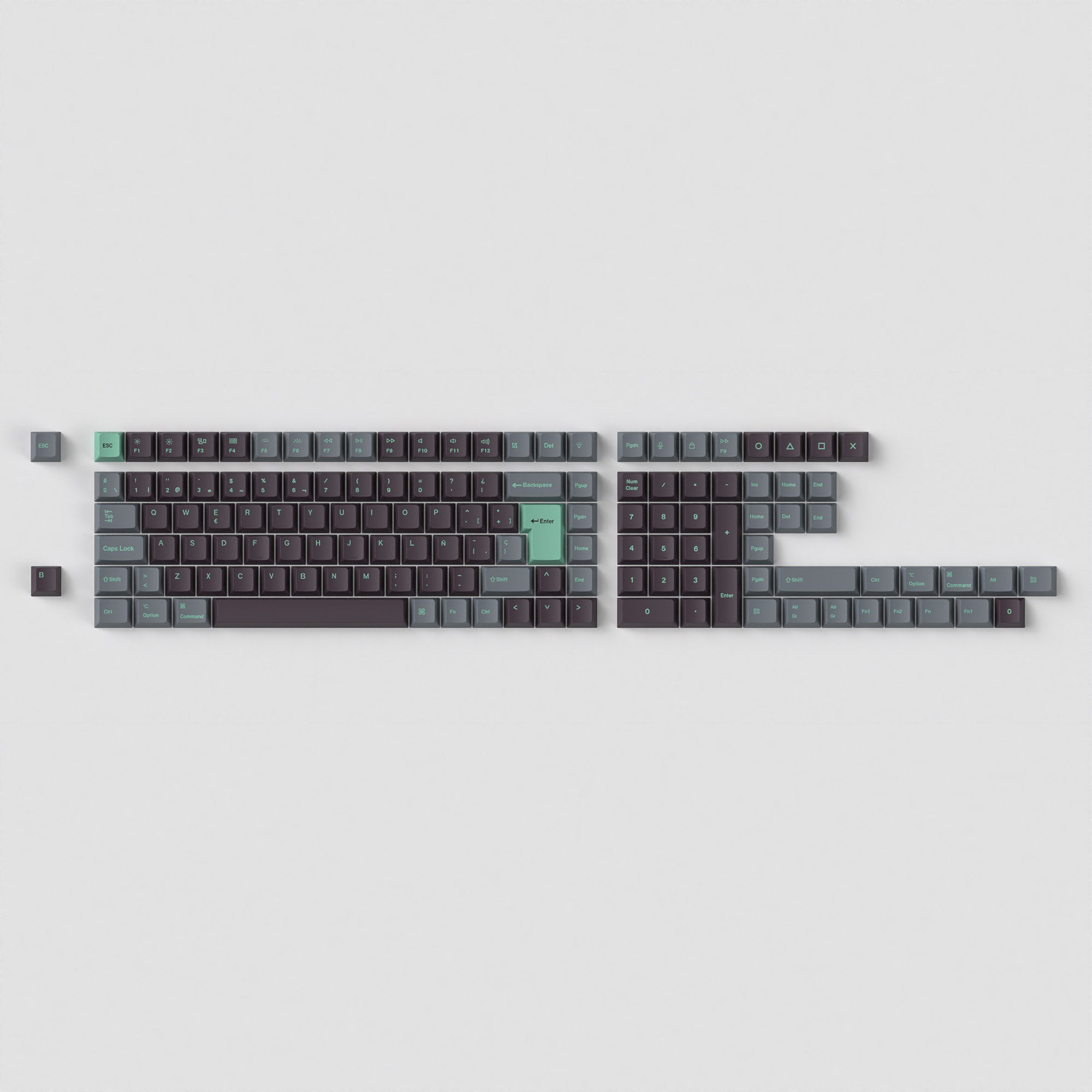ISO Cherry Profile Dye-Sub PBT Full Set Keycap Set - Hacker Mint - Image 2