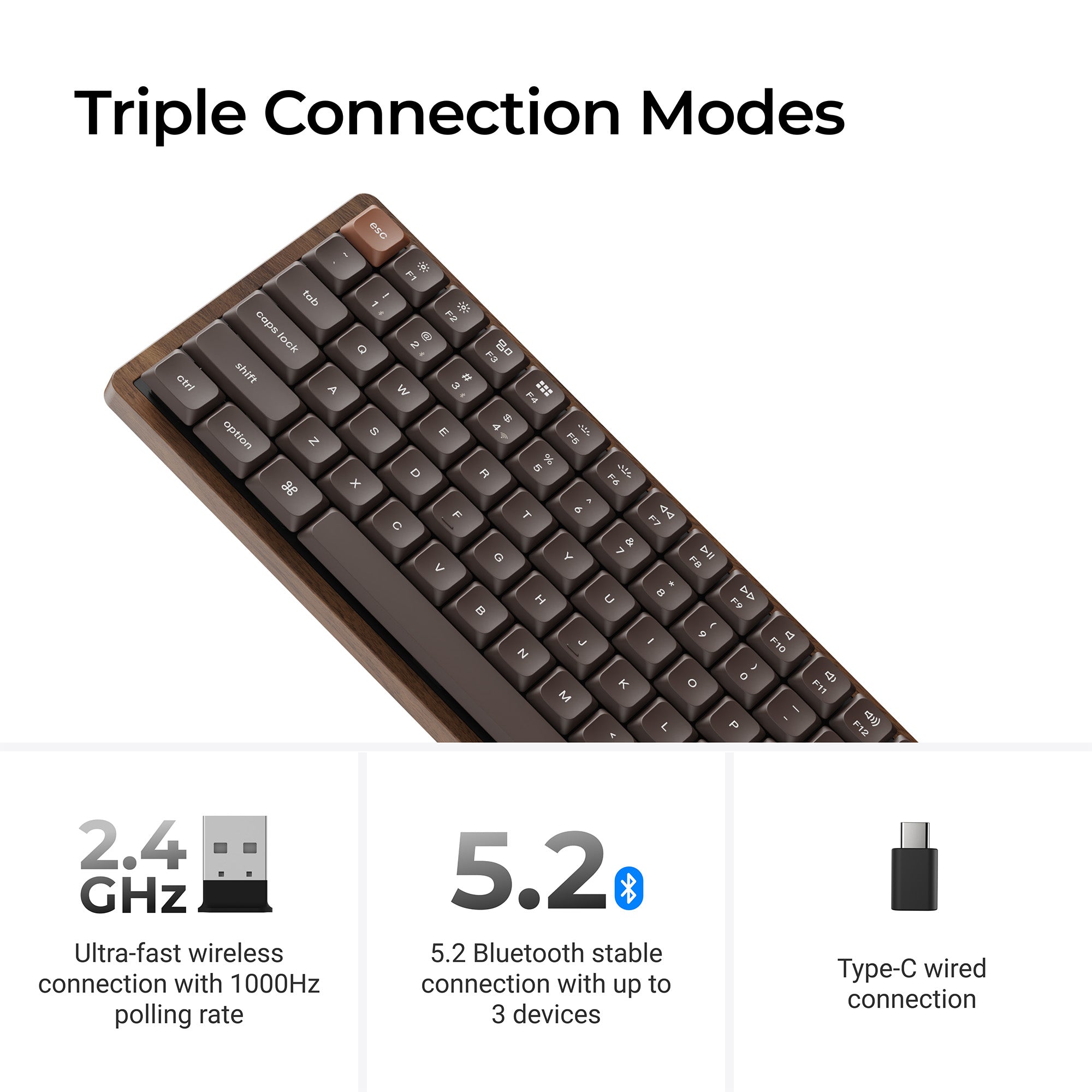 Keychron K3 Max QMK Wireless Custom Mechanical Keyboard - All-Wood Special Edition - Image 6