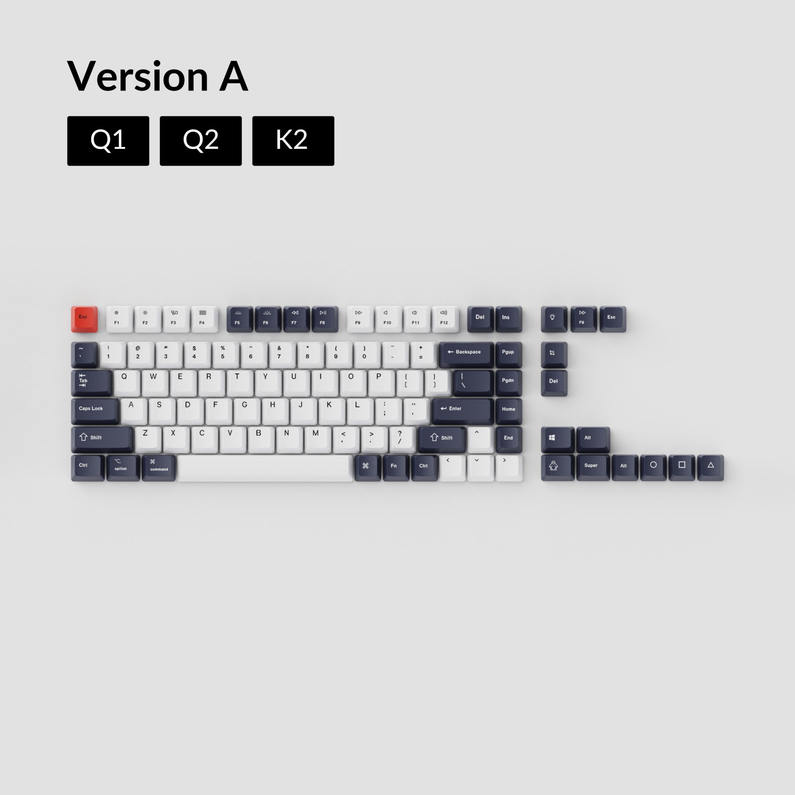 OEM Dye-Sub PBT Keycap Set - Bluish Black White - Image 3
