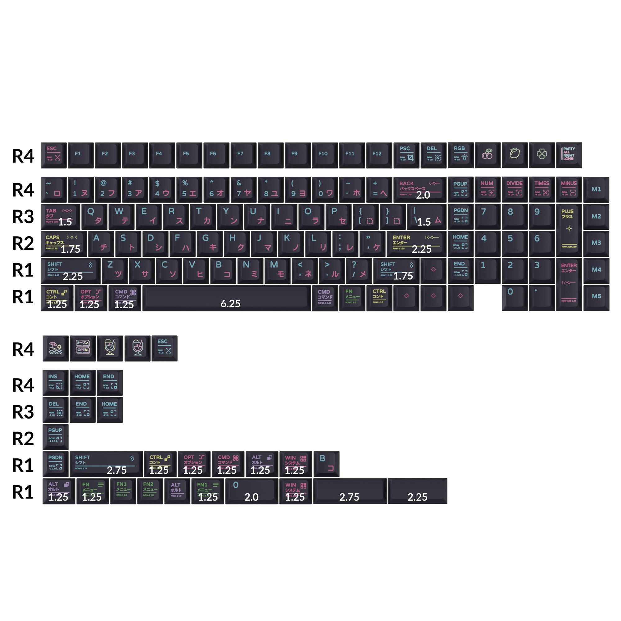 Neon Night - Cherry Profile Dye-Sub PBT Full Keycap Set - Image 2